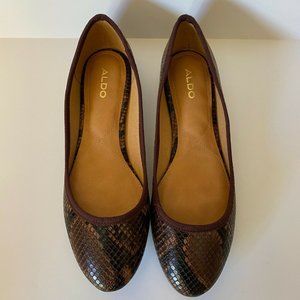 ALDO WOMENS BROWN LEATHER BALLET FLAT SIZE 8.5
